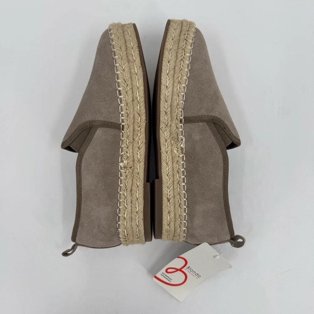 Blondo Waterproof Suede Basha Platform Espadrille Shoe in Beige Mushroom Suede 9